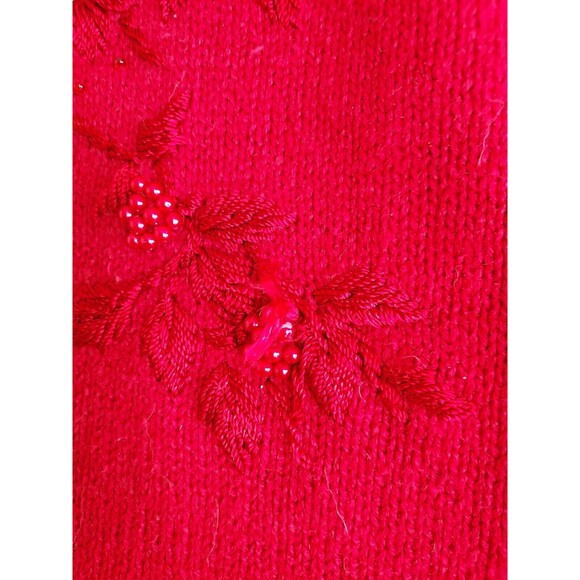 Ladies Heirloom Collectibles Vintage 2003 Red Beaded Embroidered Sweater Large - Picture 8 of 10